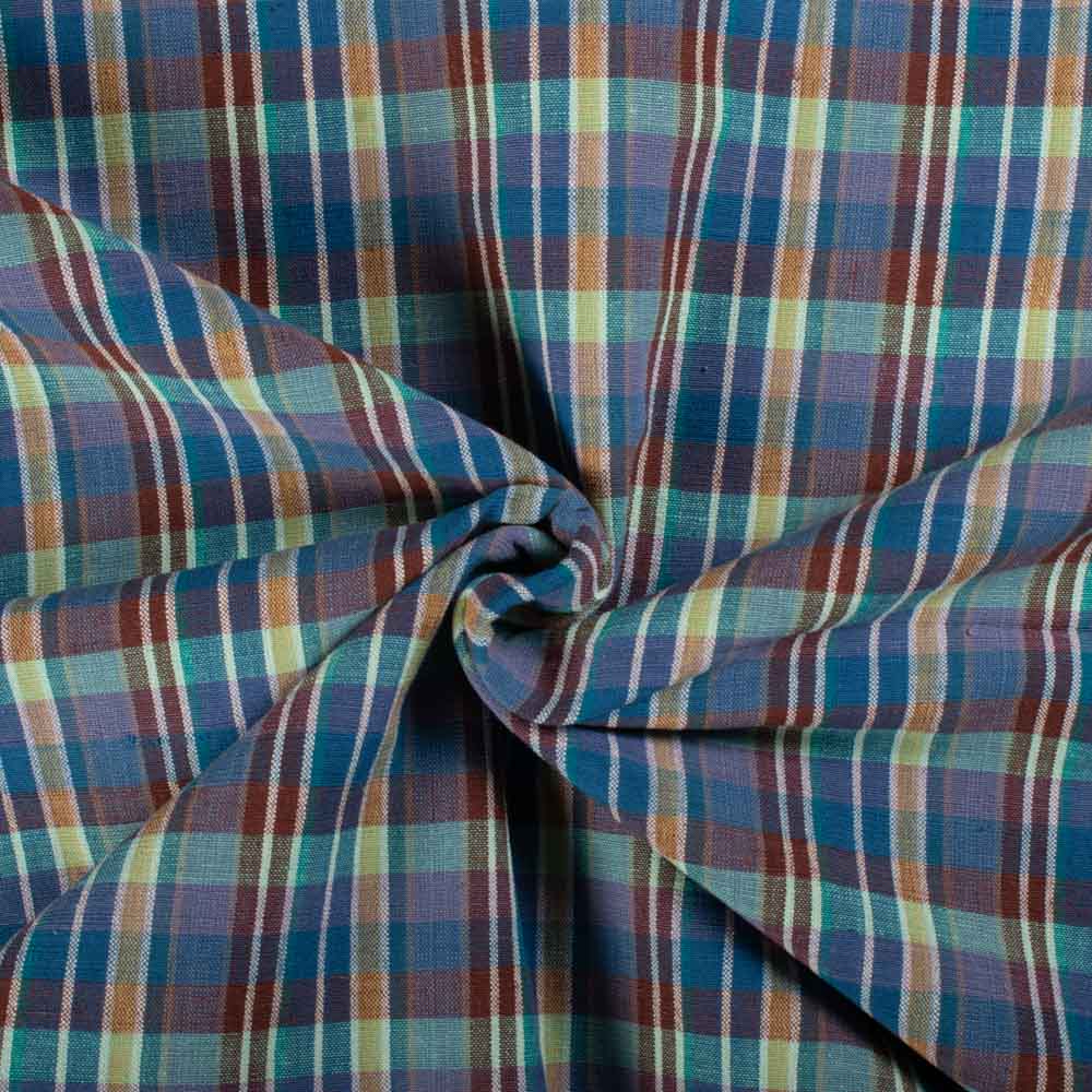 Multicolour Check Cotton & Khadi 125 GSM Handwoven Fabric 801