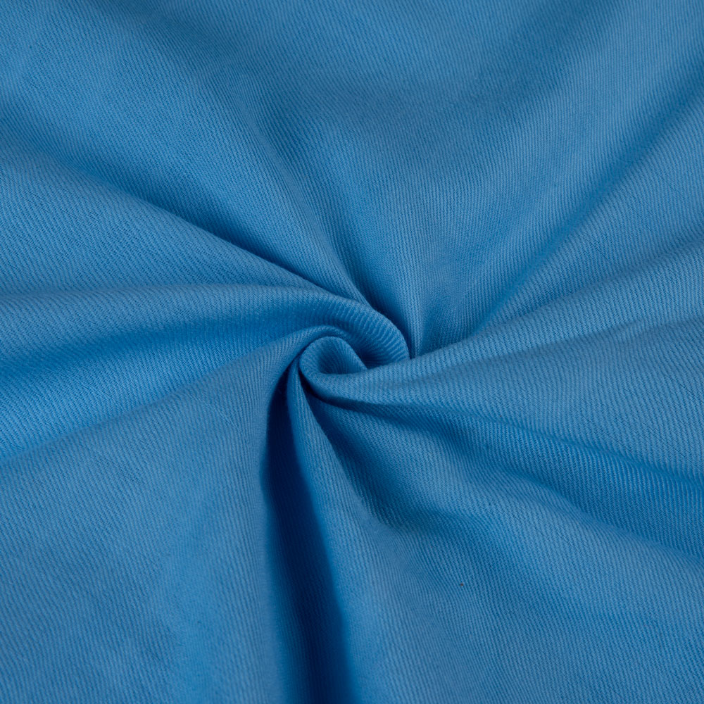 Solid Satin Twill Blue Pure Cotton 102 GSM Handwoven Fabric