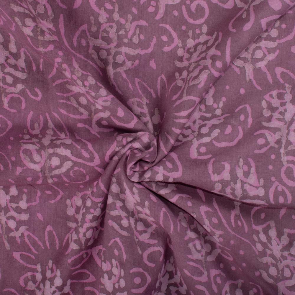 Natural Lac Dyed With Natural Pink White Block Print 103 GSM Pure Organic Khadi Handwoven fabric