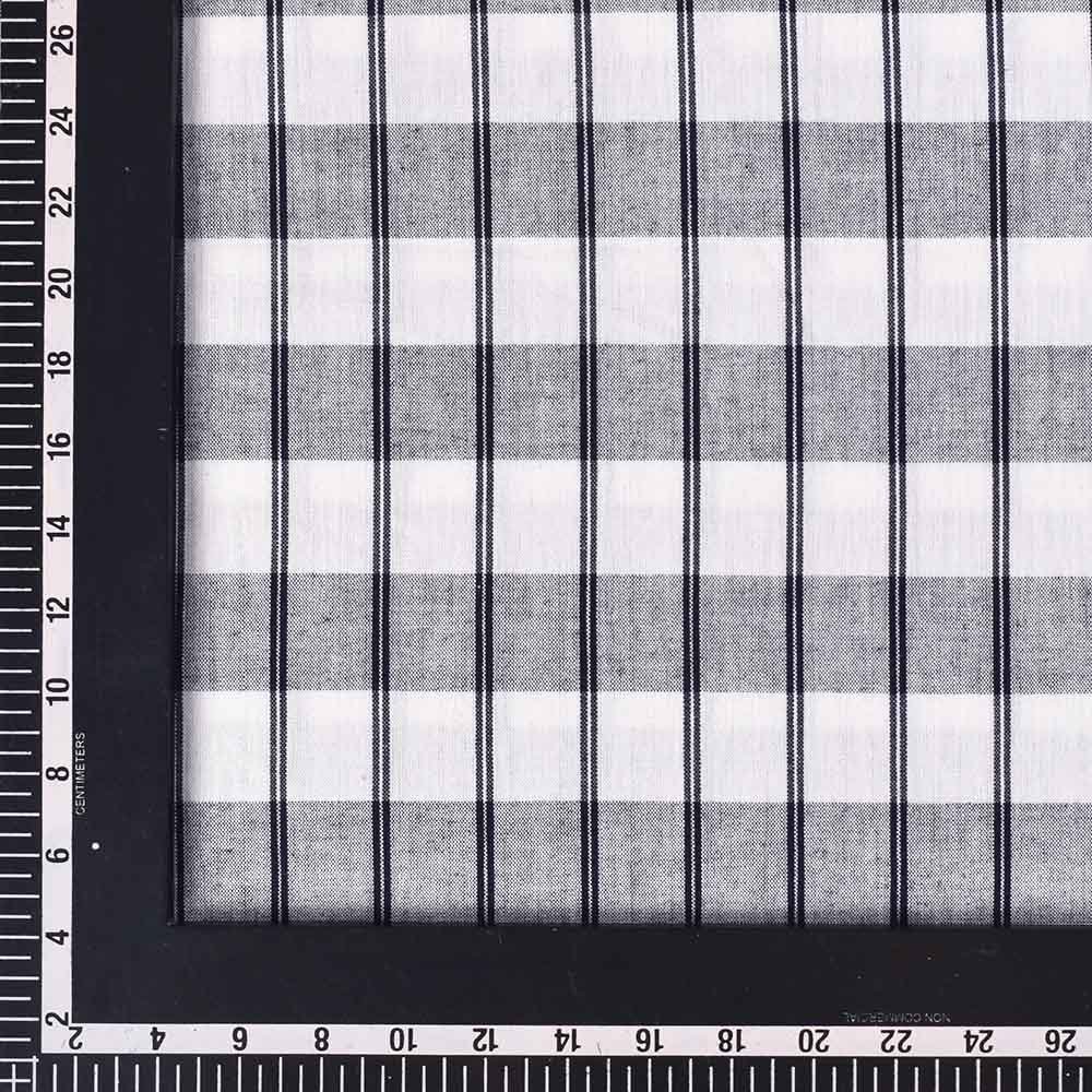 CHECK WHITE BLACK PURE COTTON 120 GSM HANDWOVEN FABRIC