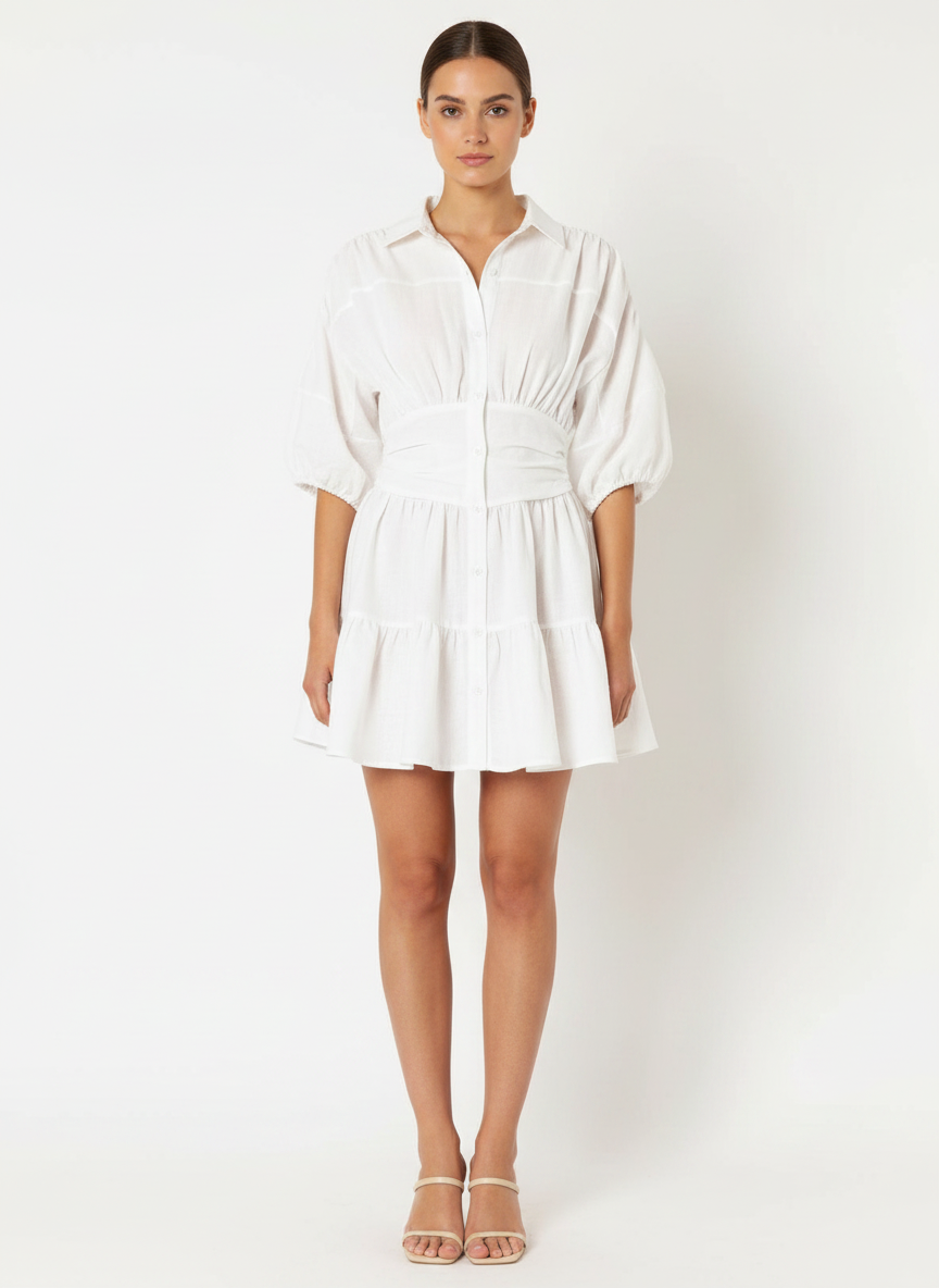 Gathered Short Shirt Dress