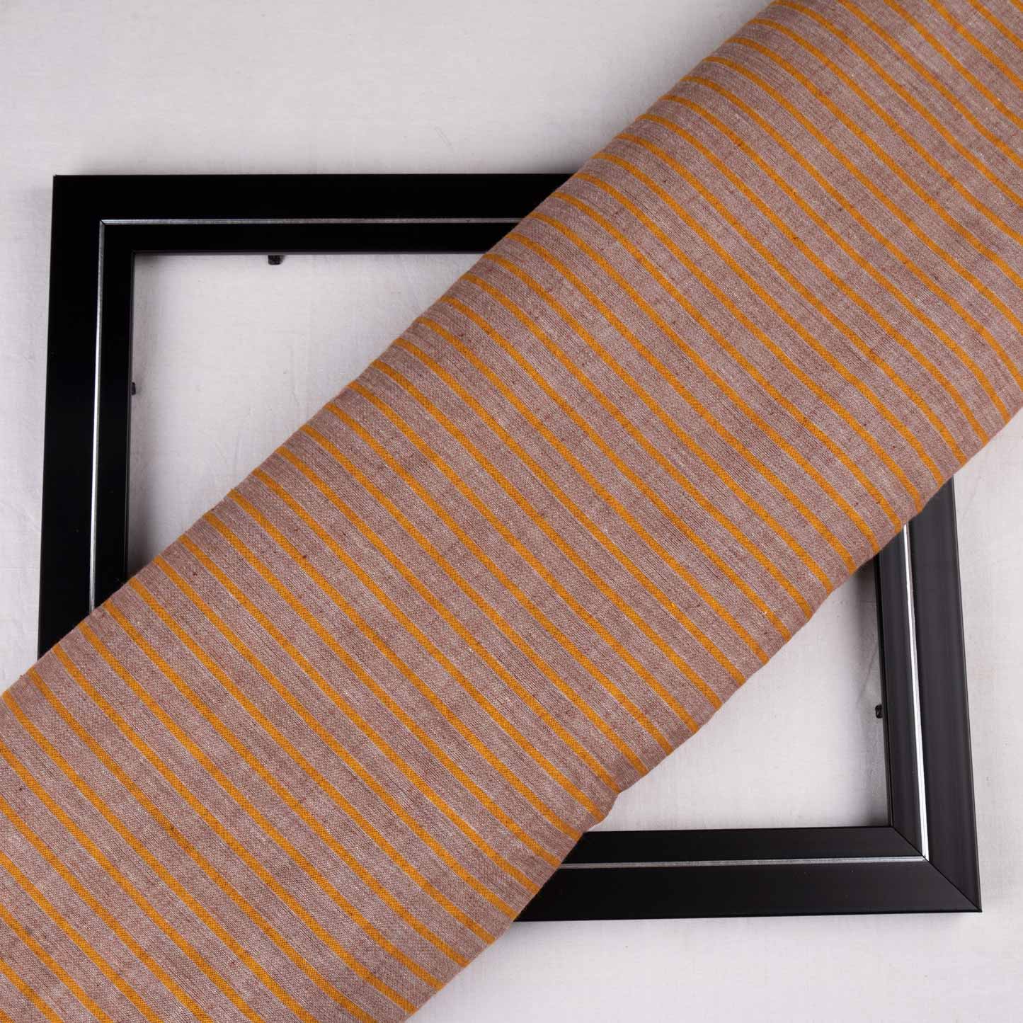 Stripe Brown Pure Cotton 71 GSM Handwoven Fabric