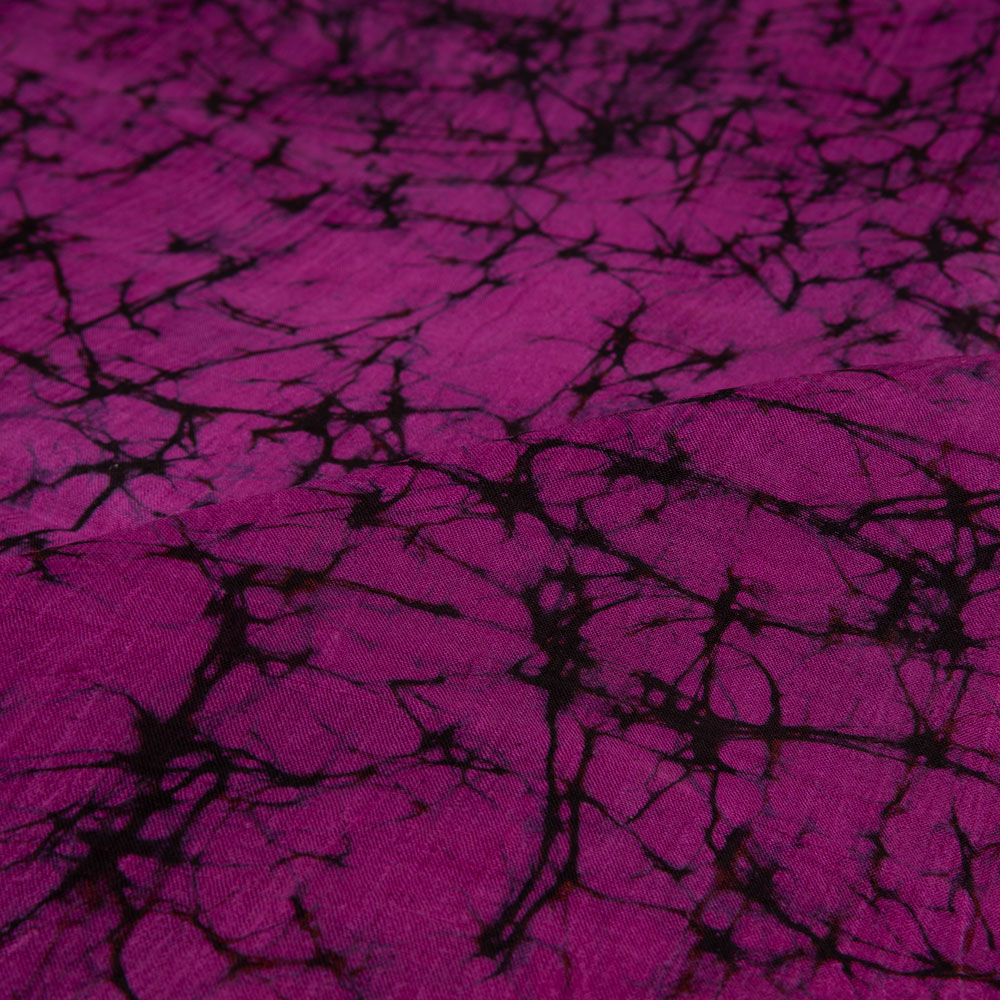 ABSTRACT PURPLE BLACK BATIK MULBERRY SILK 40 GSM FABRIC