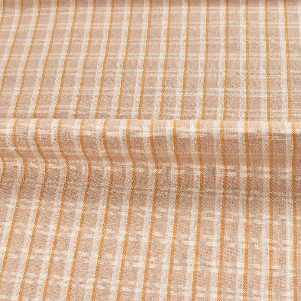 CHECK BEIGE PURE COTTON 126 GSM HANDWOVEN FABRIC