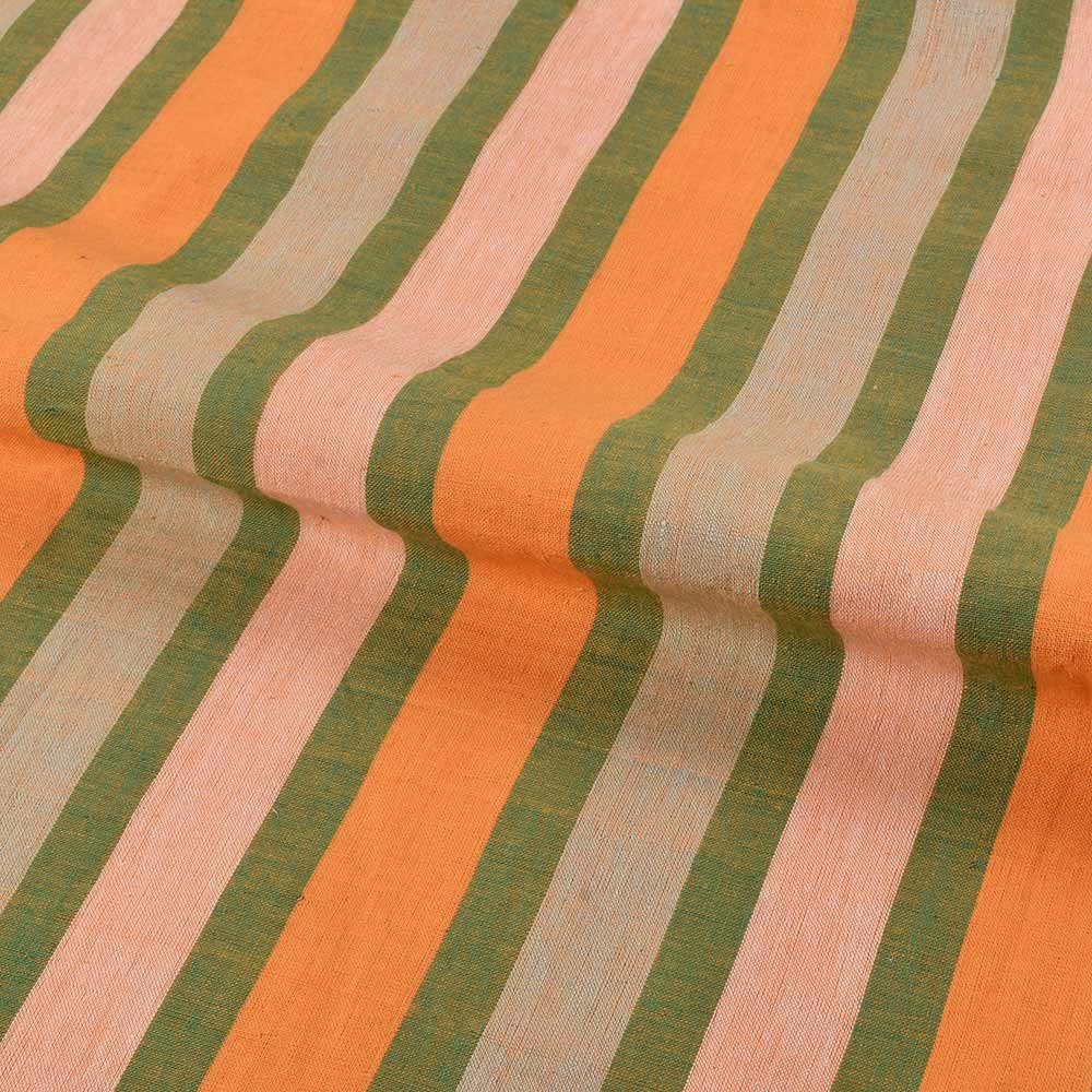 STRIPE MULTICOLOR PURE COTTON 100 GSM HANDWOVEN FABRIC 267