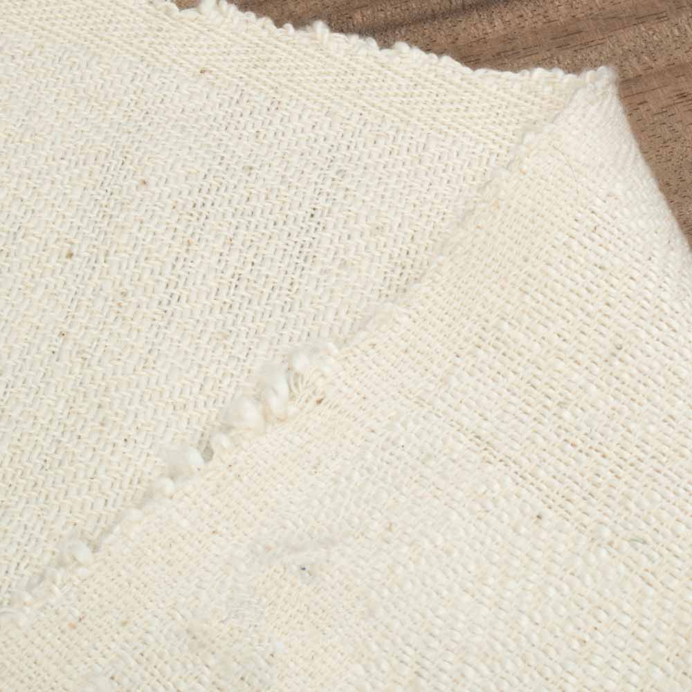 Herringbone Cream 280 GSM Khadi Cotton Handwoven Fabric