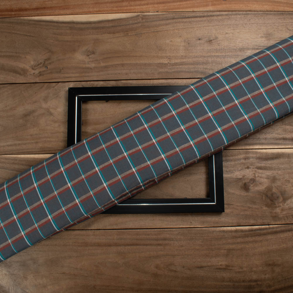Check Multicolor Pure Cotton 100 GSM Handwoven Fabric 624