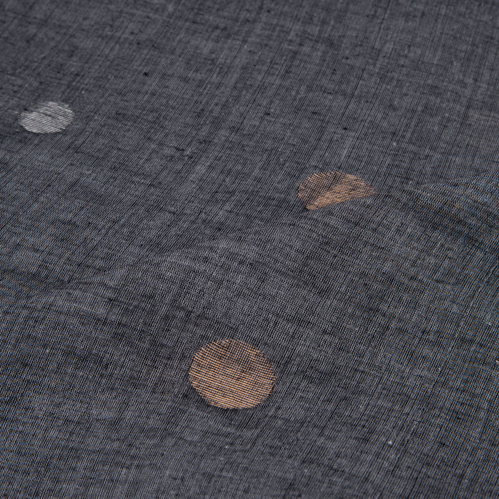 GEOMETRIC GREY JAMDANI PURE COTTON 56 GSM HANDWOVEN FABRIC