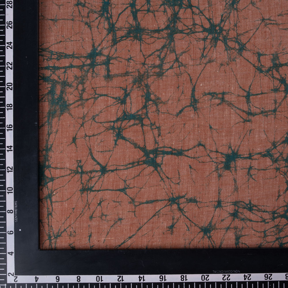 ABSTRACT BROWN SCREENPRINTED COTTON KHADI 84 HANDWOVEN FABRIC