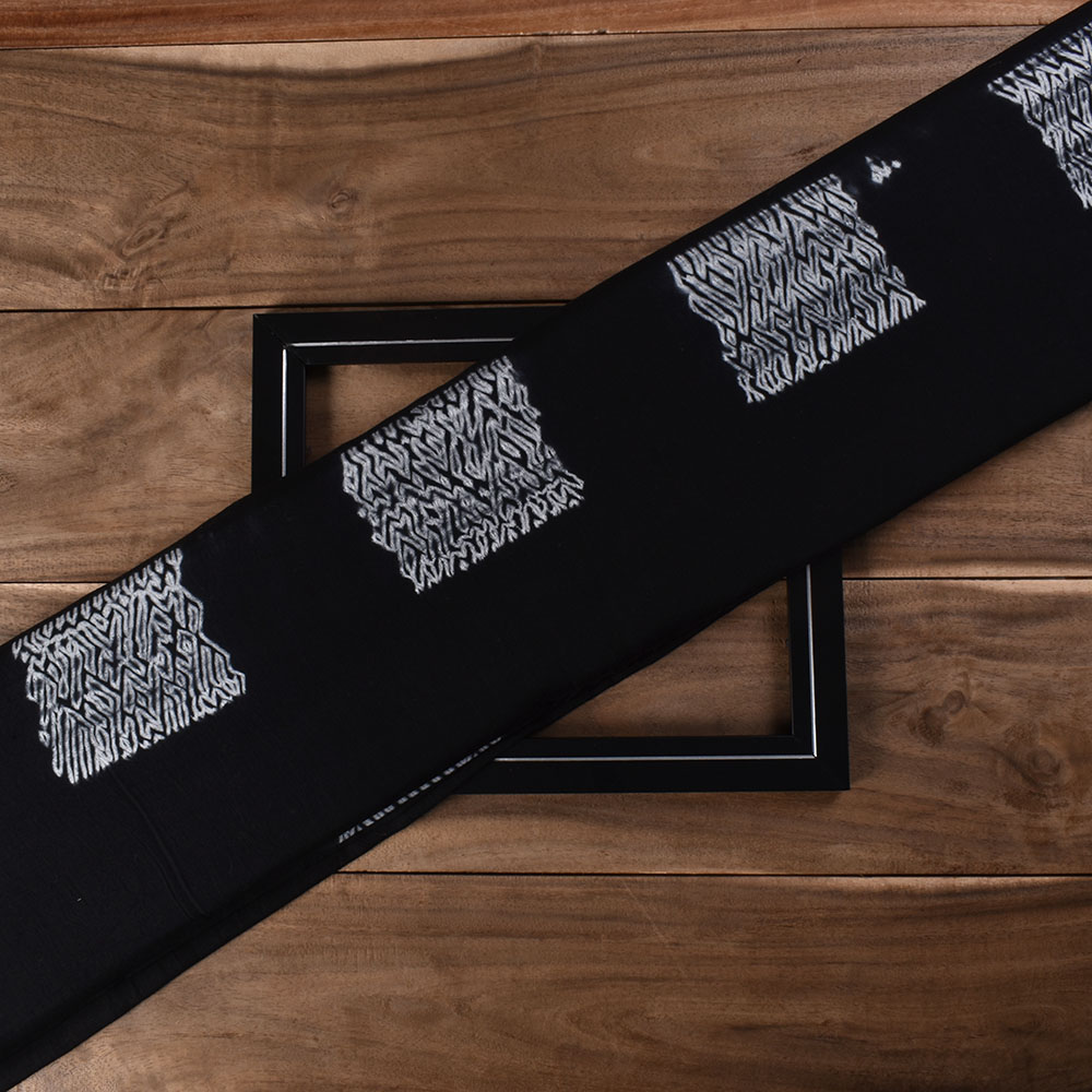 Abstract Black Shibori 90 GSM Mercerised Cotton Fabric