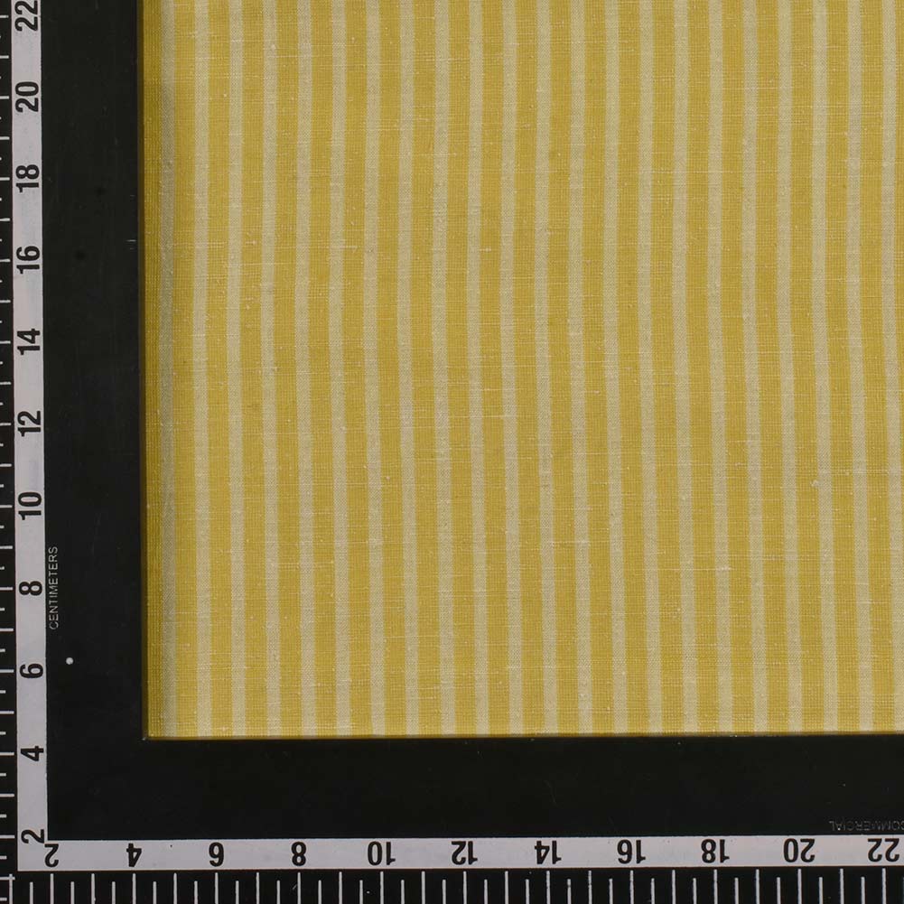 STRIPE YELLOW MATKA SILK & COTTON BLEND 105 GSM HANDWOVEN FABRIC