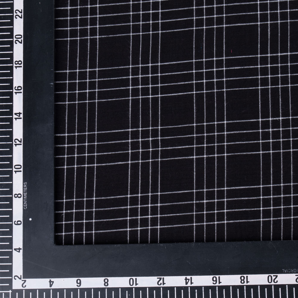 CHECK BLACK PURE COTTON 105 GSM HANDWOVEN FABRIC 210