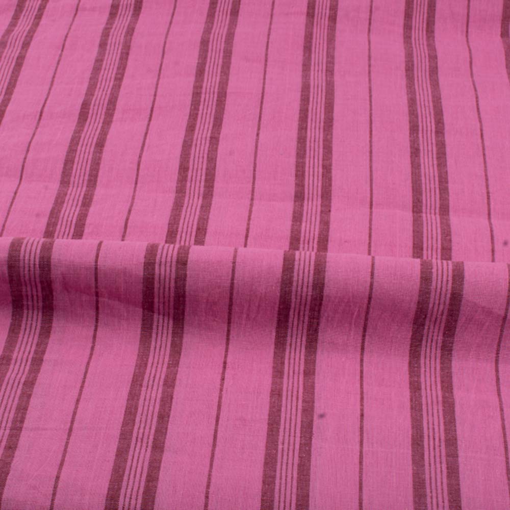 STRIPE PINK PURE COTTON 98 GSM HANDWOVEN FABRIC 233