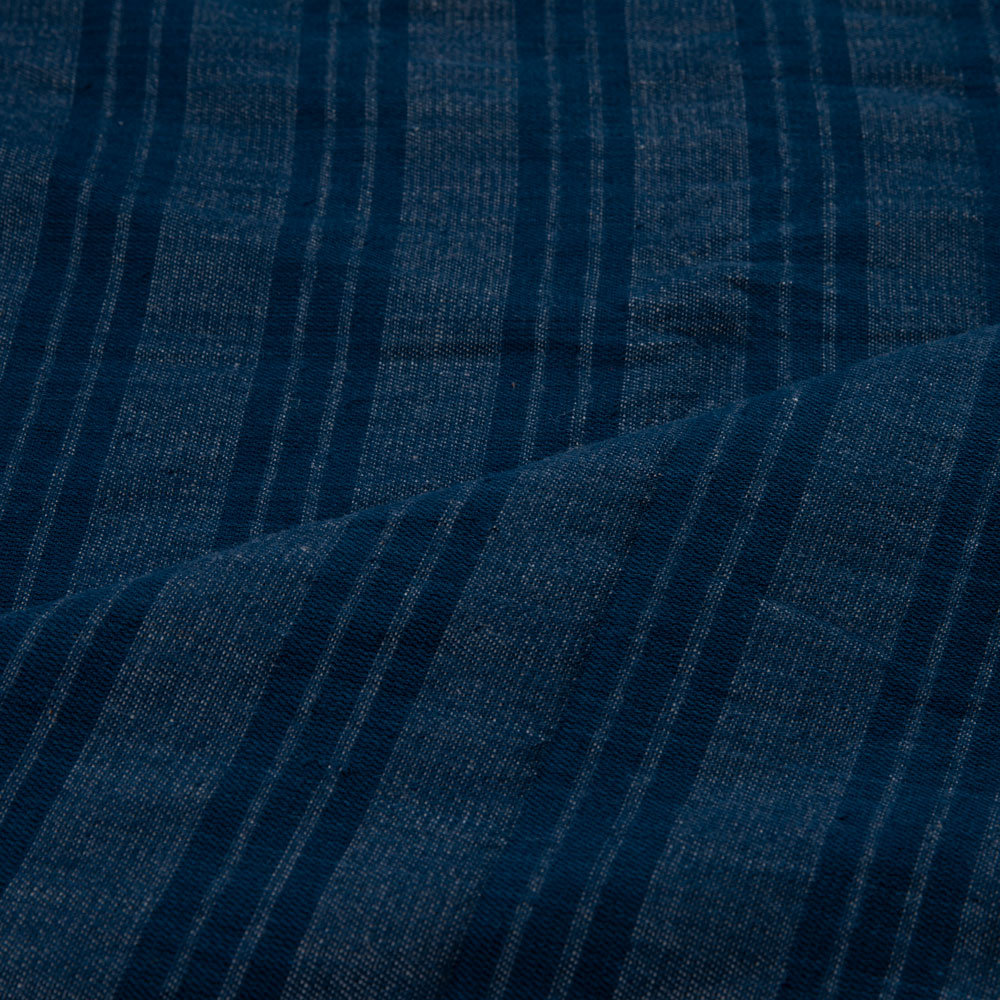 STRIPE DENIM TWILL NAVY PURE COTTON 113 GSM HANDWOVEN FABRIC