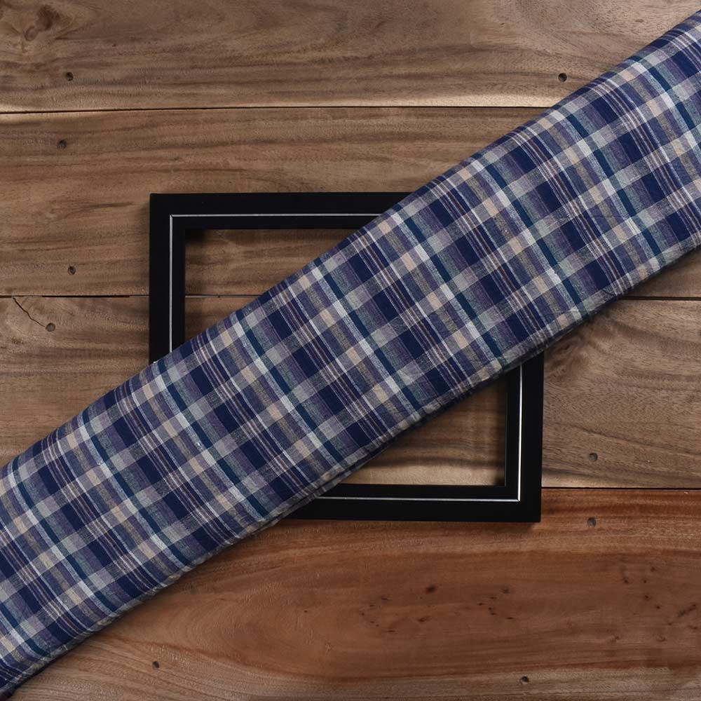 Check Multicolor Pure Cotton 96 GSM Handwoven Fabric