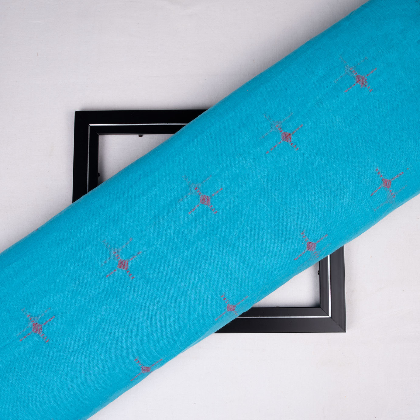 Geometric Blue Jamdani Pure Cotton 58 GSM Fabric 180