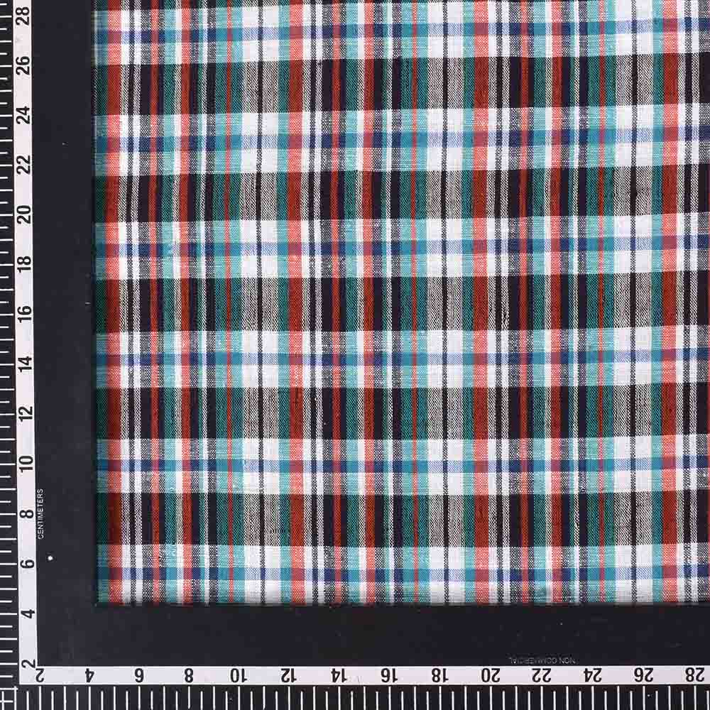 CHECK MULTICOLOUR KHADI COTTON 106 GSM HANDWOVEN FABRIC
