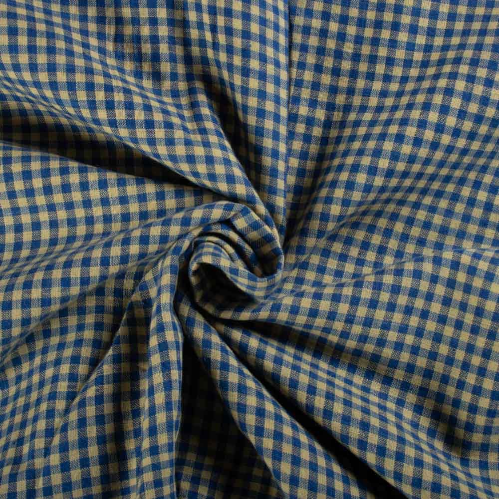 Blue & White Check Pure Cotton 90 GSM Handwoven Fabric