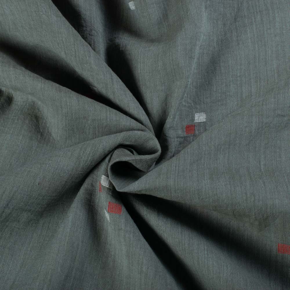 Grey Base Pure Cotton 55 GSM Handwoven Jamdani Fabric