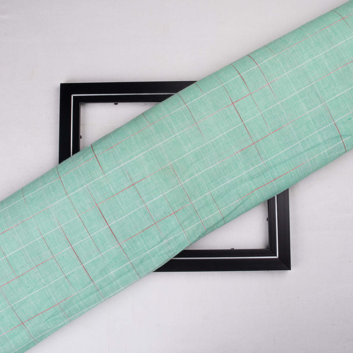 Check Green Yarn Tie Dye 64 GSM Pure Cotton Fabric