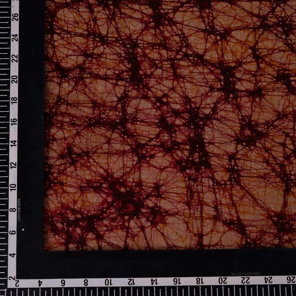 ABSTRACT PEACH BATIK COTTON KHADI 112 GSM FABRIC - HAND PRINTED