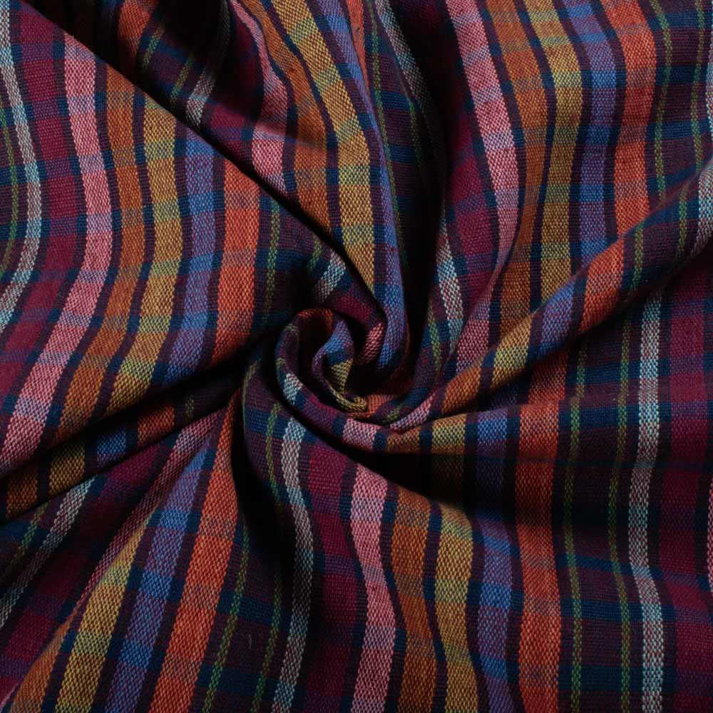 Multicolor Check Khadi Cotton 193 GSM Handwoven Fabric