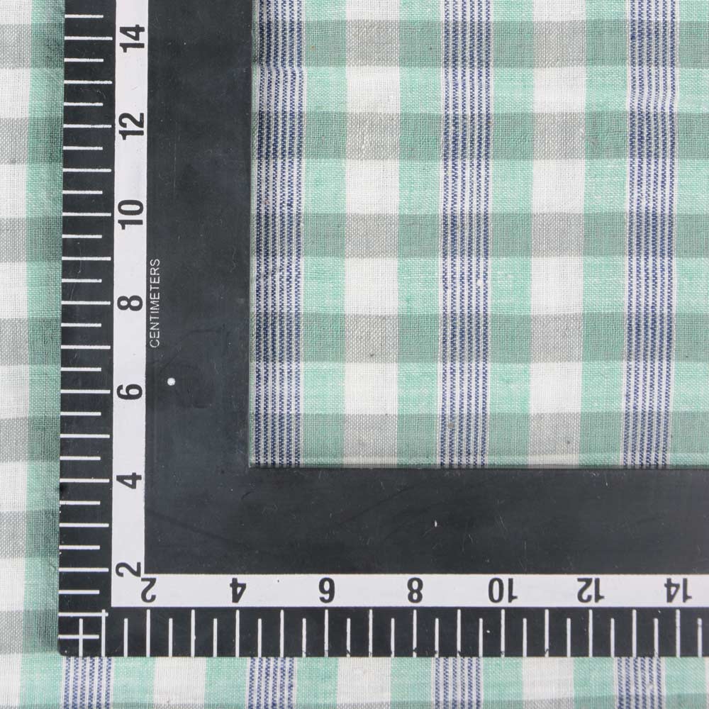 CHECK GREEN & GREY KHADI FABRIC - 105 GSM HANDSPUN & HANDWOVEN