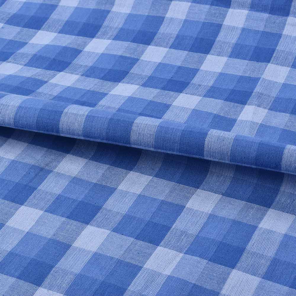 CHECK BLUE PURE COTTON 92 GSM HANDWOVEN FABRIC 426