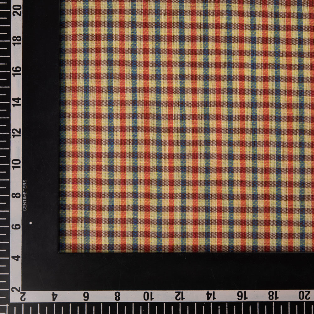 CHECK MULTICOLOUR PURE COTTON 90 GSM HANDWOVEN FABRIC 305