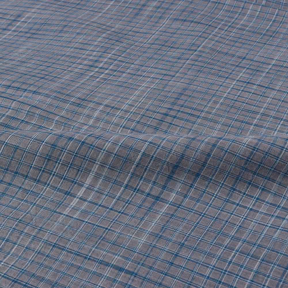 CHECK GREY BLUE YARN TIE DYE PURE COTTON 60 GSM HANDWOVEN FABRIC