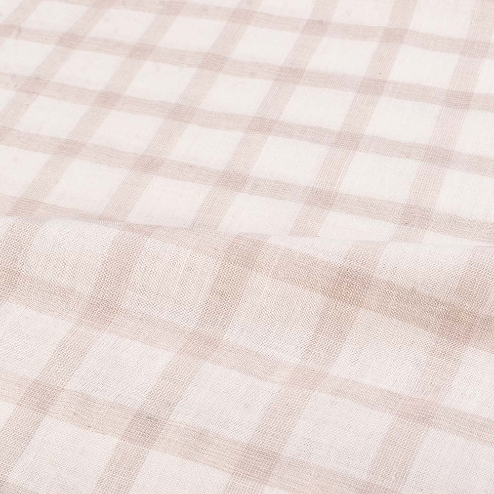 CHECK WHITE CREAM PURE COTTON 98 GSM HANDWOVEN FABRIC