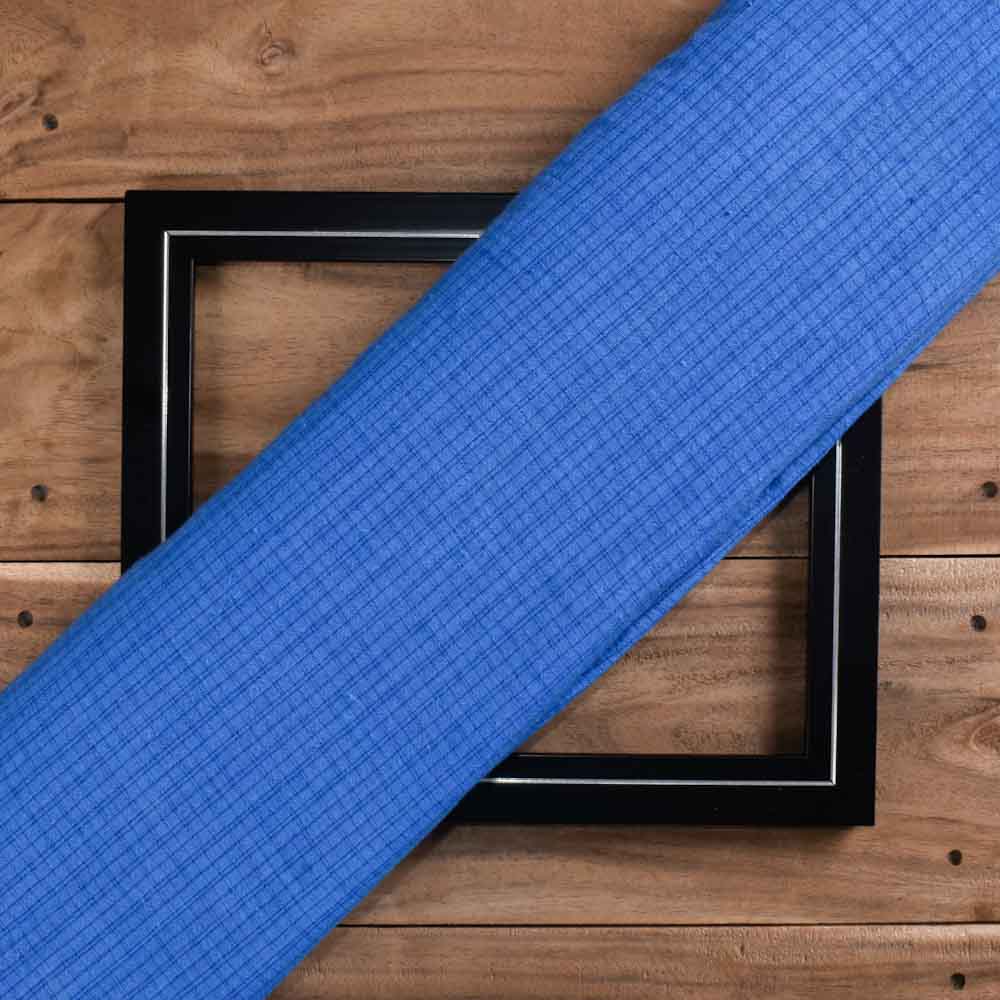 Check Blue Pure Cotton 102 GSM Handwoven Fabric