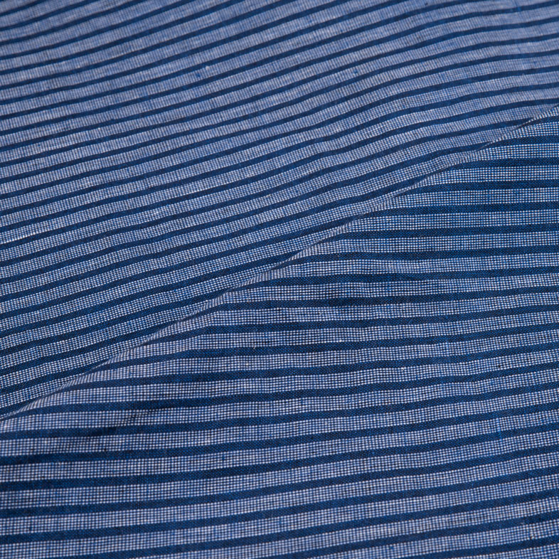 STRIPE BLUE PURE COTTON 125 GSM HANDWOVEN FABRIC