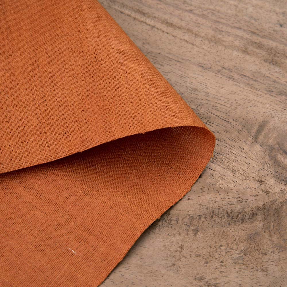 Plain Brown Khadi 122 GSM Fabric - Handspun & Handwoven