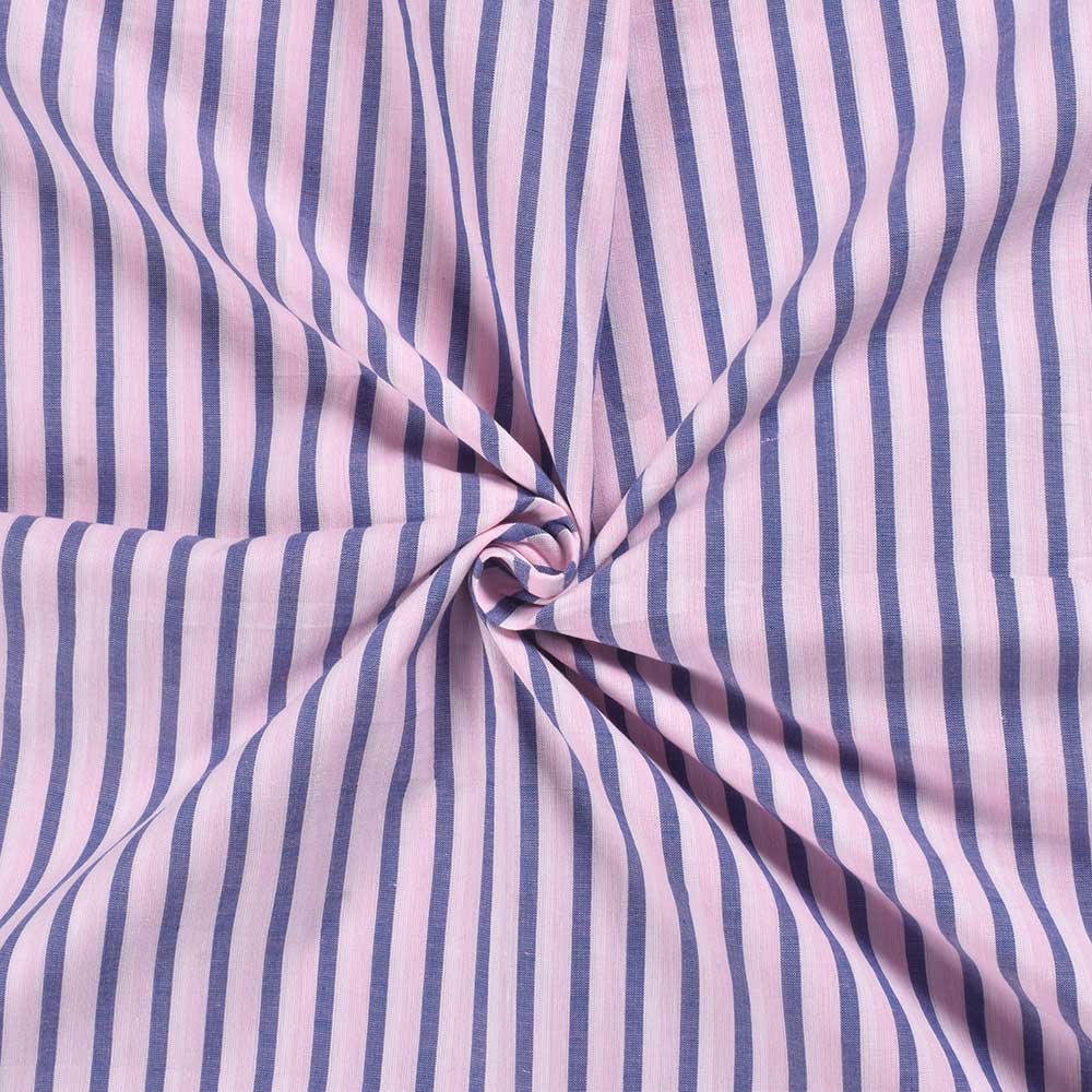 Stripe Blue Pure Cotton 90 GSM Handwoven Fabric