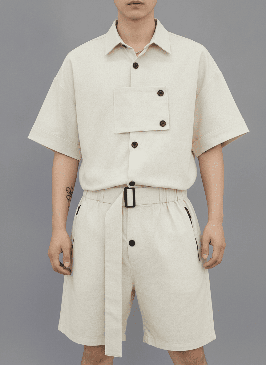 Overlap Panel Buttoned Shirt