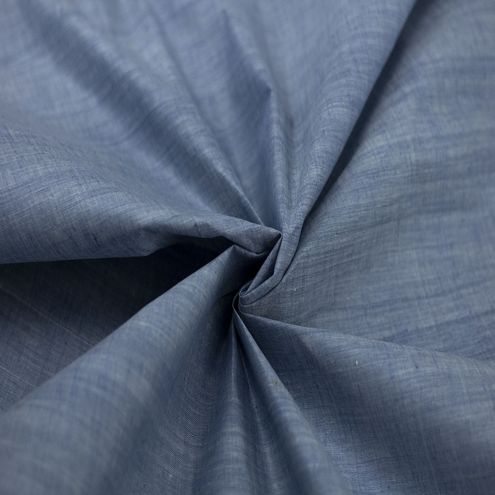 Chambray Blue Khadi Cotton 75 GSM Handwoven Fabric H53