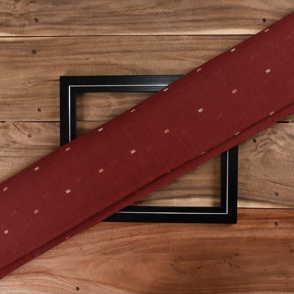 Geometric Red Jamdani Pure Cotton 56 GSM Handwoven Fabric