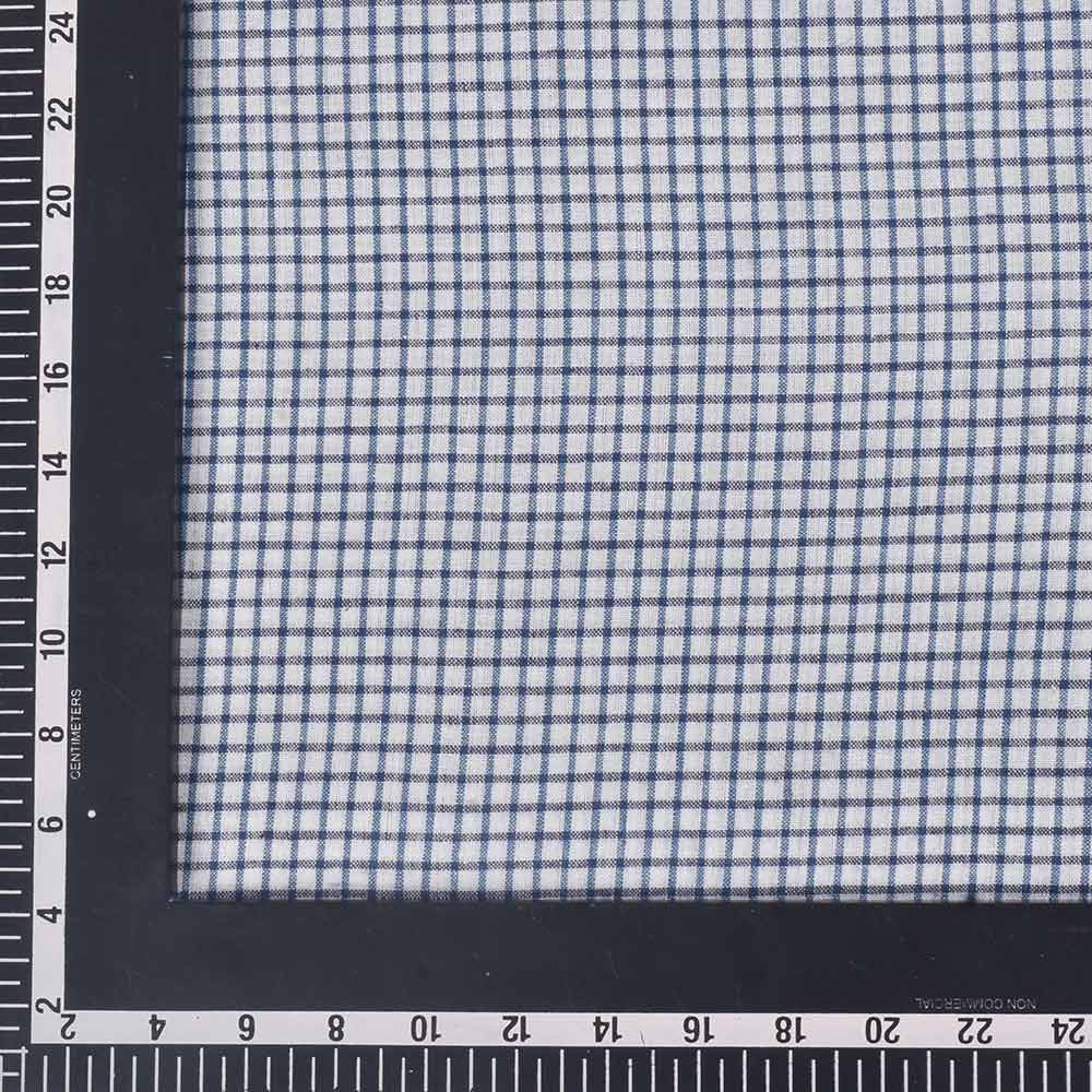 CHECK BLUE & WHITE PURE COTTON 93 GSM HANDWOVEN FABRIC