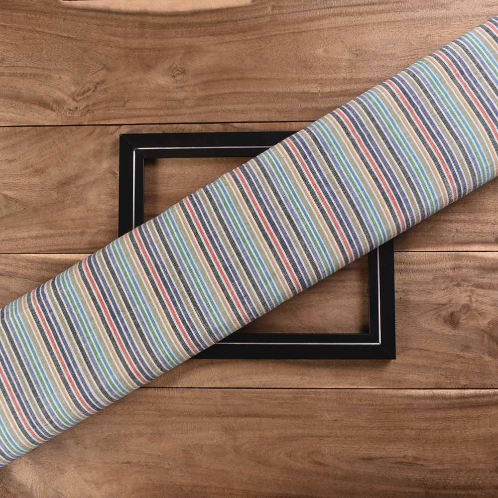 Stripe Multicolour Pure Cotton 105 GSM Handwoven Fabric