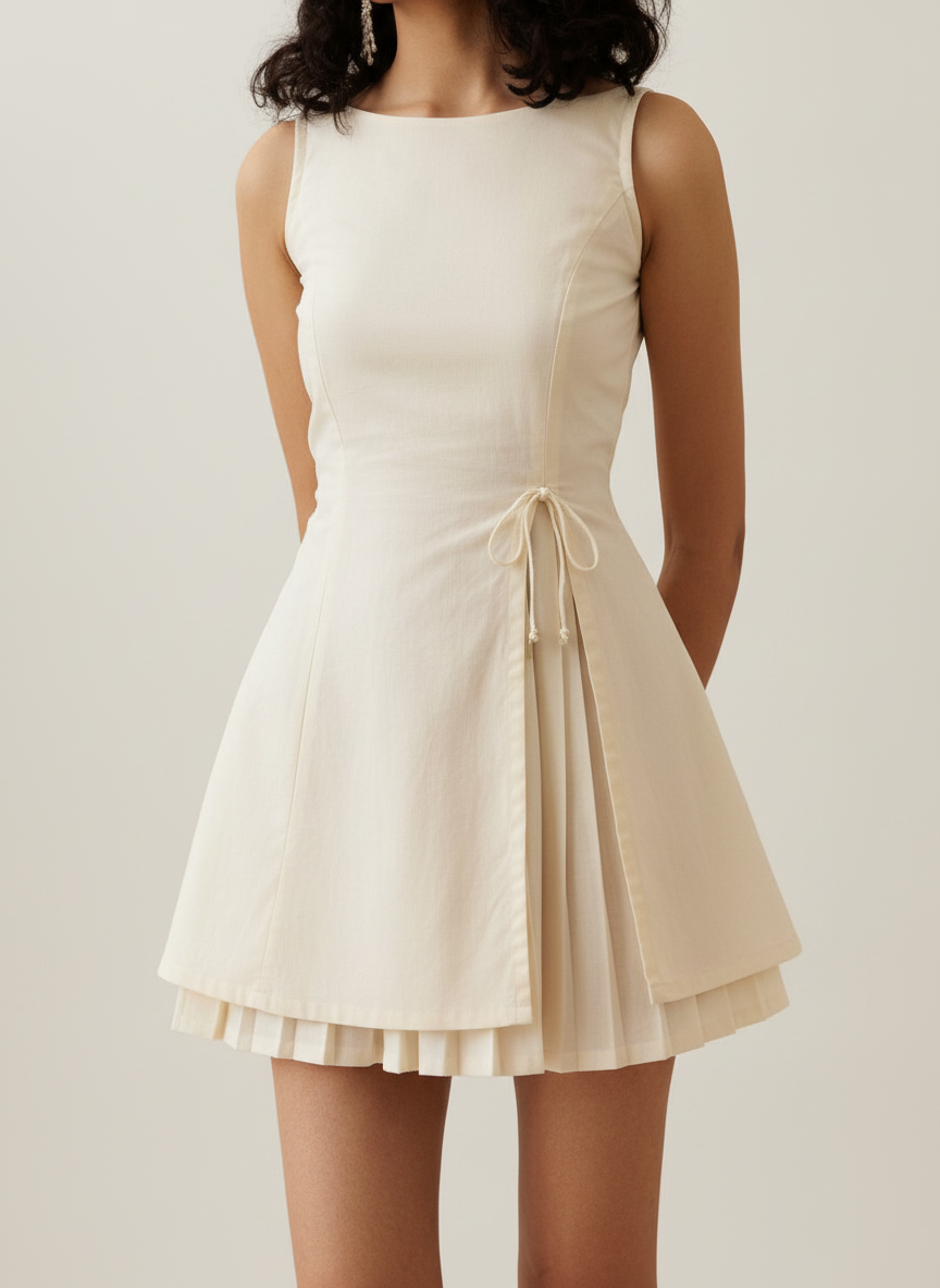 Pleated Overlapped Dress