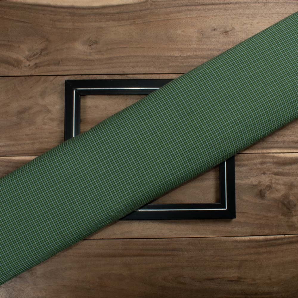 Check Green Pure Cotton 110 GSM Handwoven Fabric