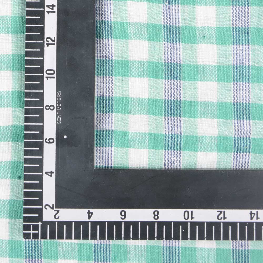 CHECK GREEN KHADI FABRIC - 108 GSM HANDSPUN & HANDWOVEN