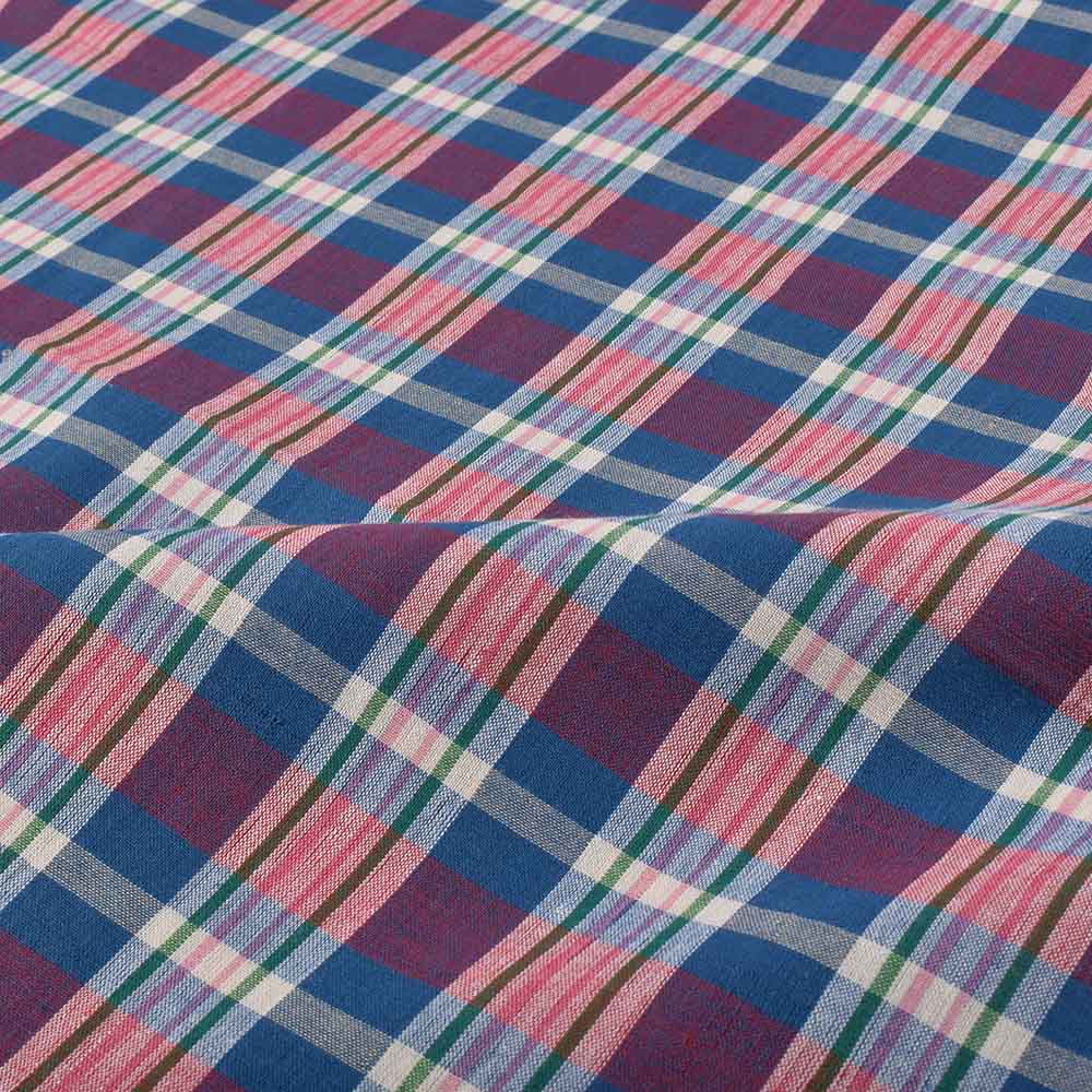 CHECK MULTICOLOR PURE COTTON 100 GSM HANDWOVEN FABRIC 563