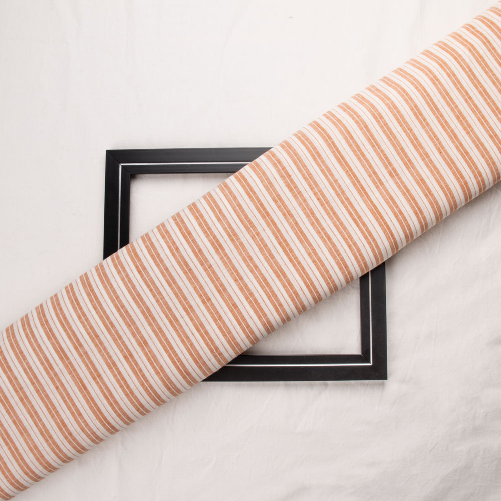 Stripe Brown Pure Cotton 92 GSM Handwoven Fabric