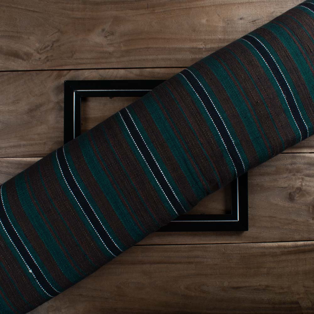 Multicolour Stripe 269 GSM Pure Khadi Handwoven Fabric 429