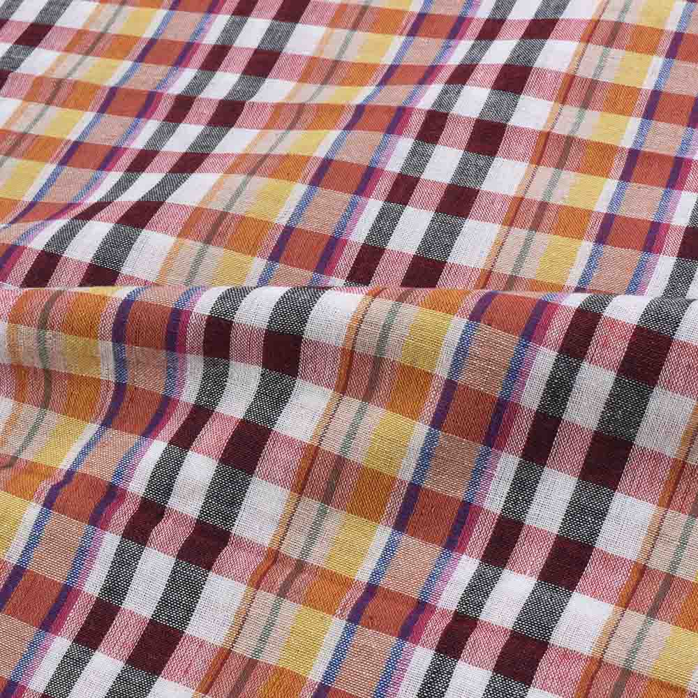 Check multicolour  pure 90 Gsm cotton handwoven fabric
