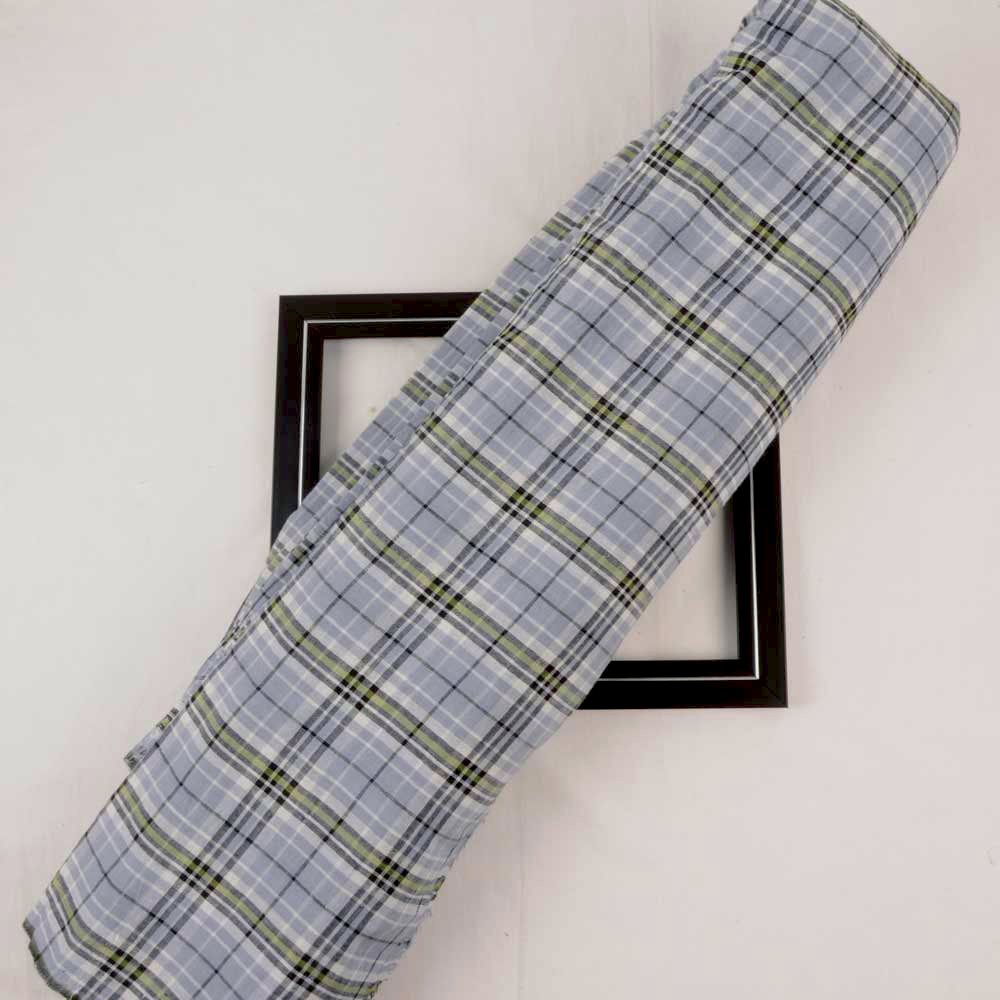 Check Grey & Black Pure Cotton 90 GSM Handwoven Fabric
