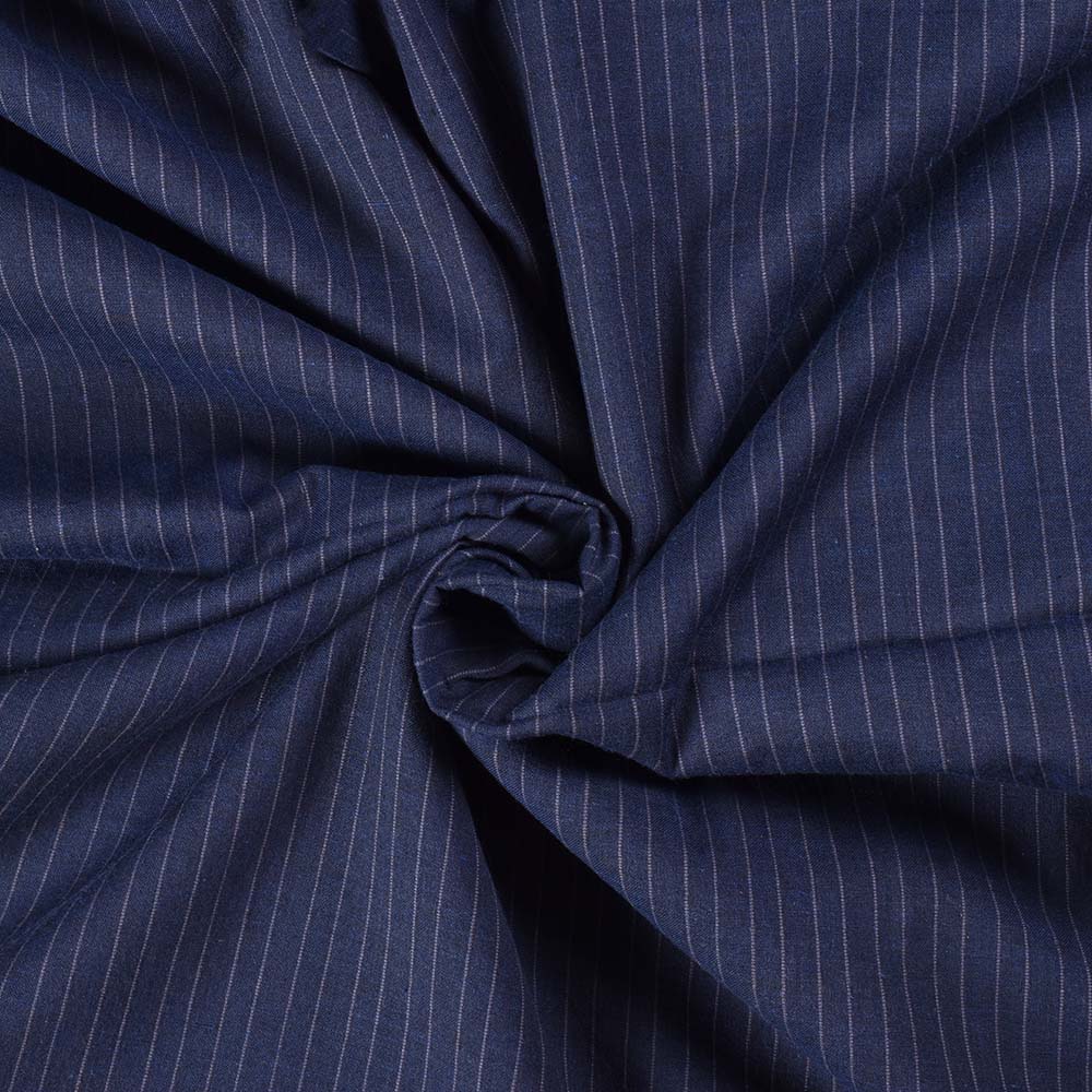 Stripe Navy Blue Pure Cotton 74 GSM Handwoven Fabric P16