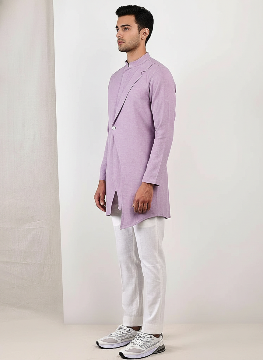 Asymmetric Layered Angrakha Men's Kurta
